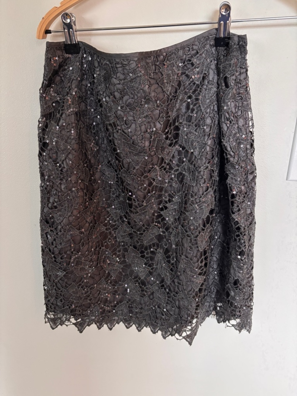 H&M Black Lace Sequin Pencil Skirt